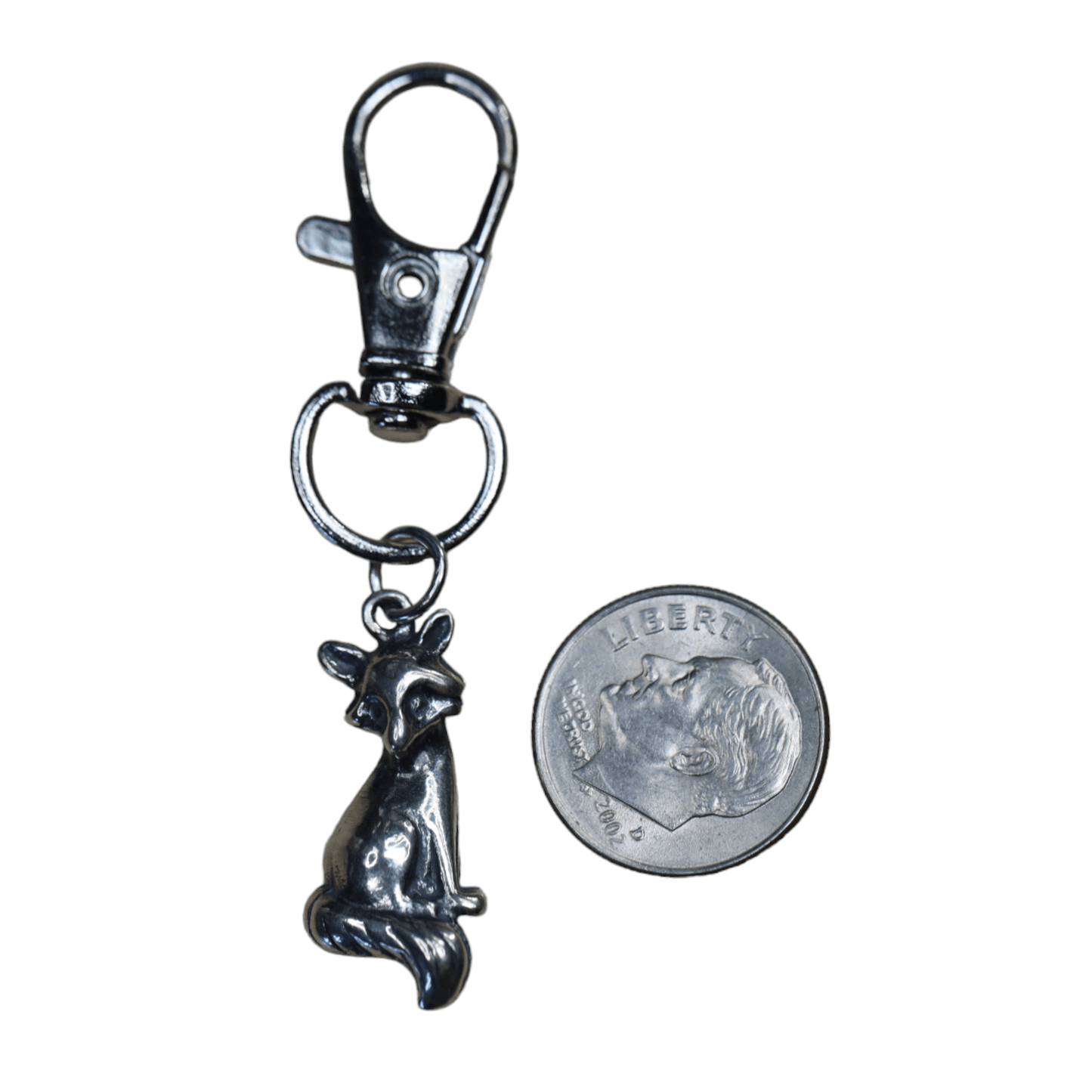 Sitting Fox Zipper Pull Charm in Sterling Silver