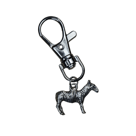 Zebra Zipper Pull Charm in Sterling Silver