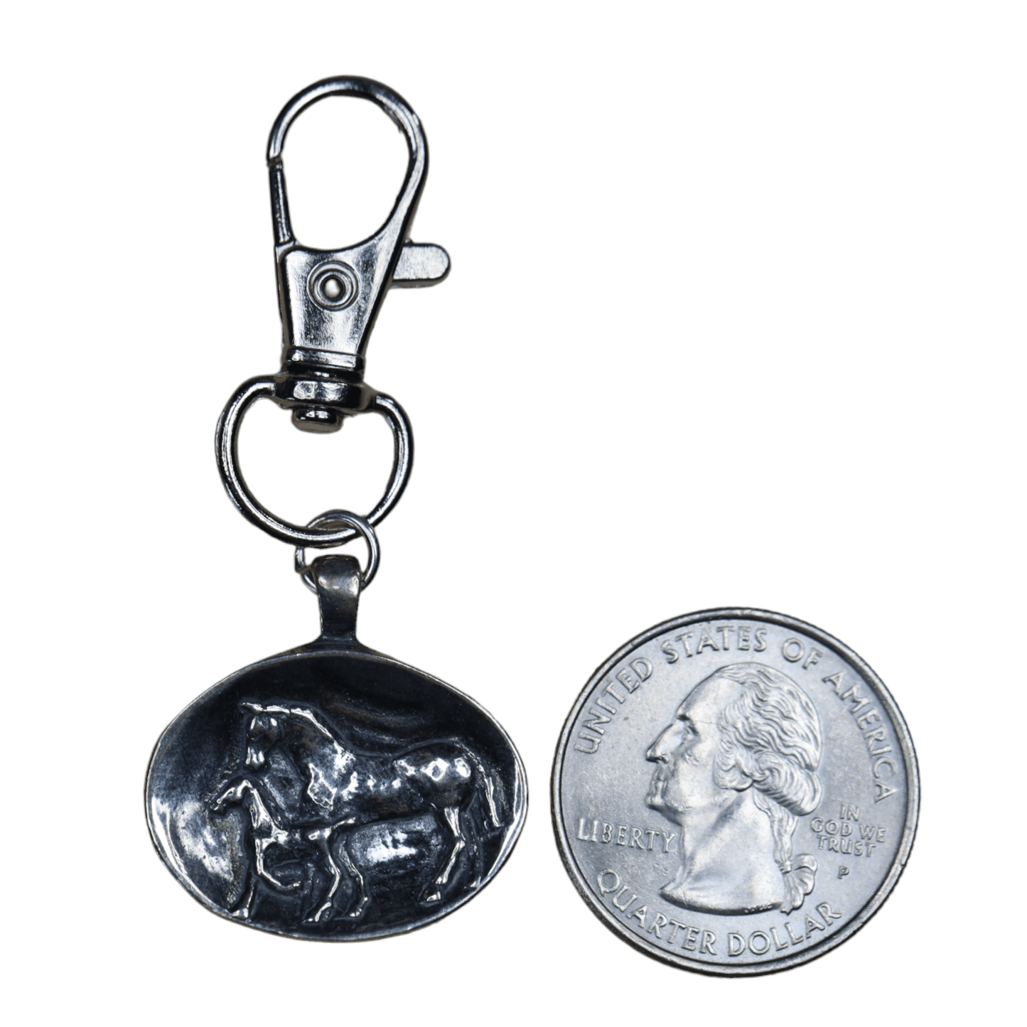 Mare & Foal Zipper Pull Charm in Sterling Silver