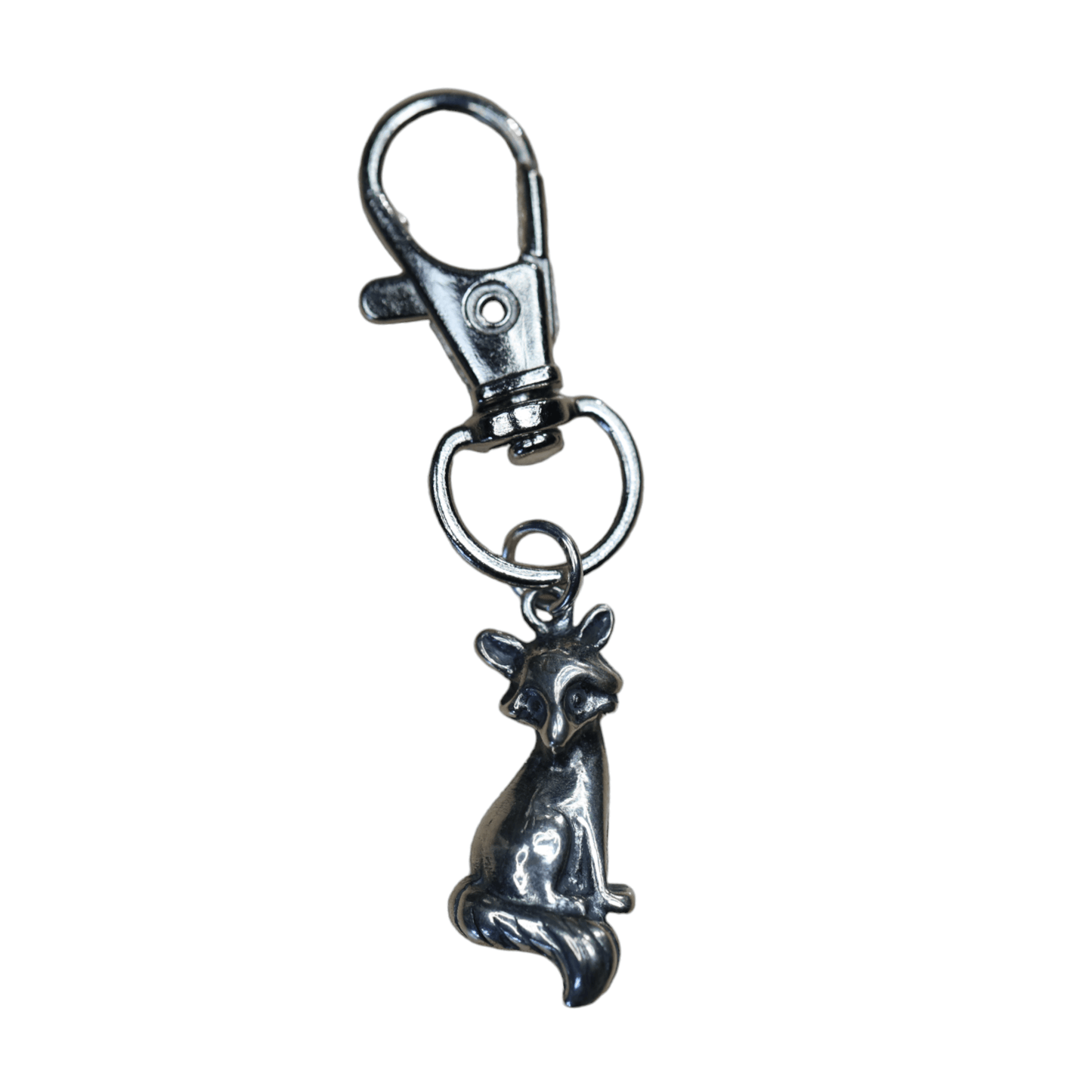 Sitting Fox Zipper Pull Charm in Sterling Silver