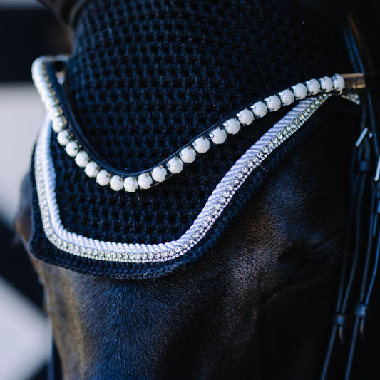 Custom Fly Bonnet White Trim & Crystal Rhinestones