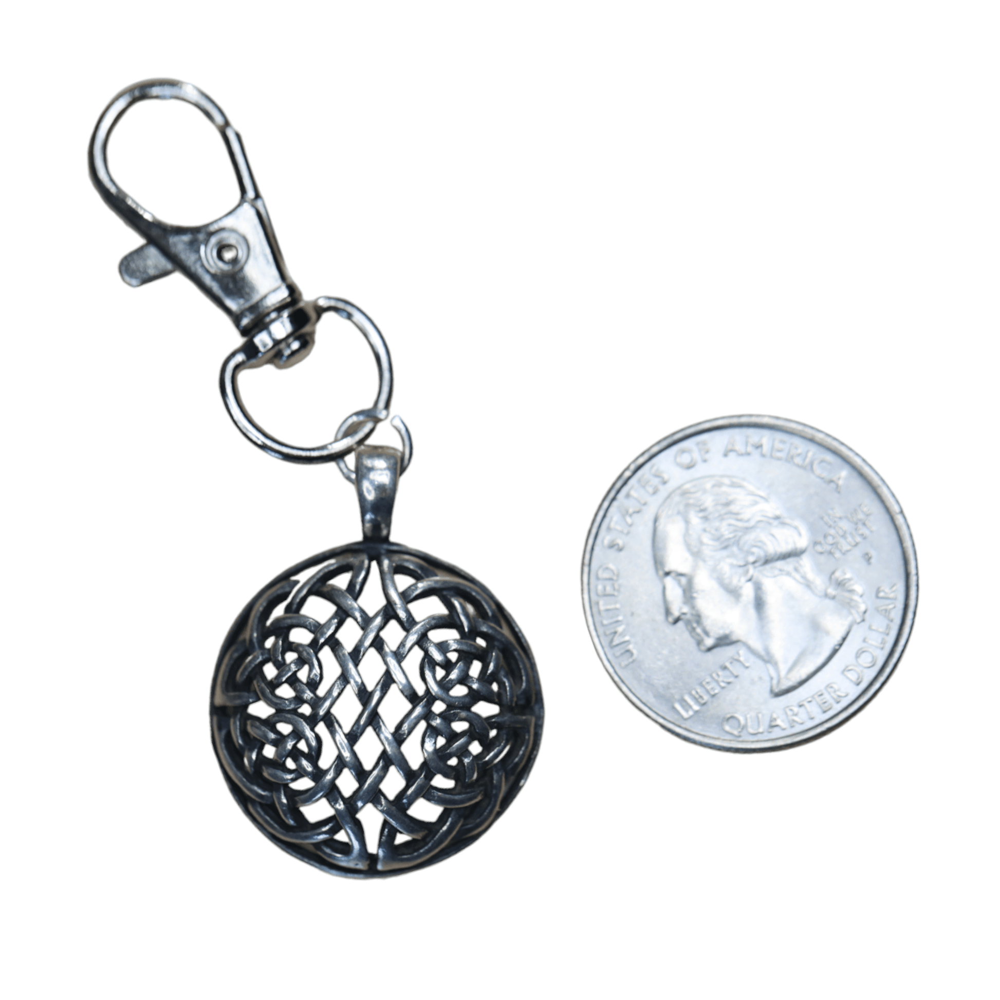 Celtic Knotwork Shield Zipper Pull Charm in Sterling Silver