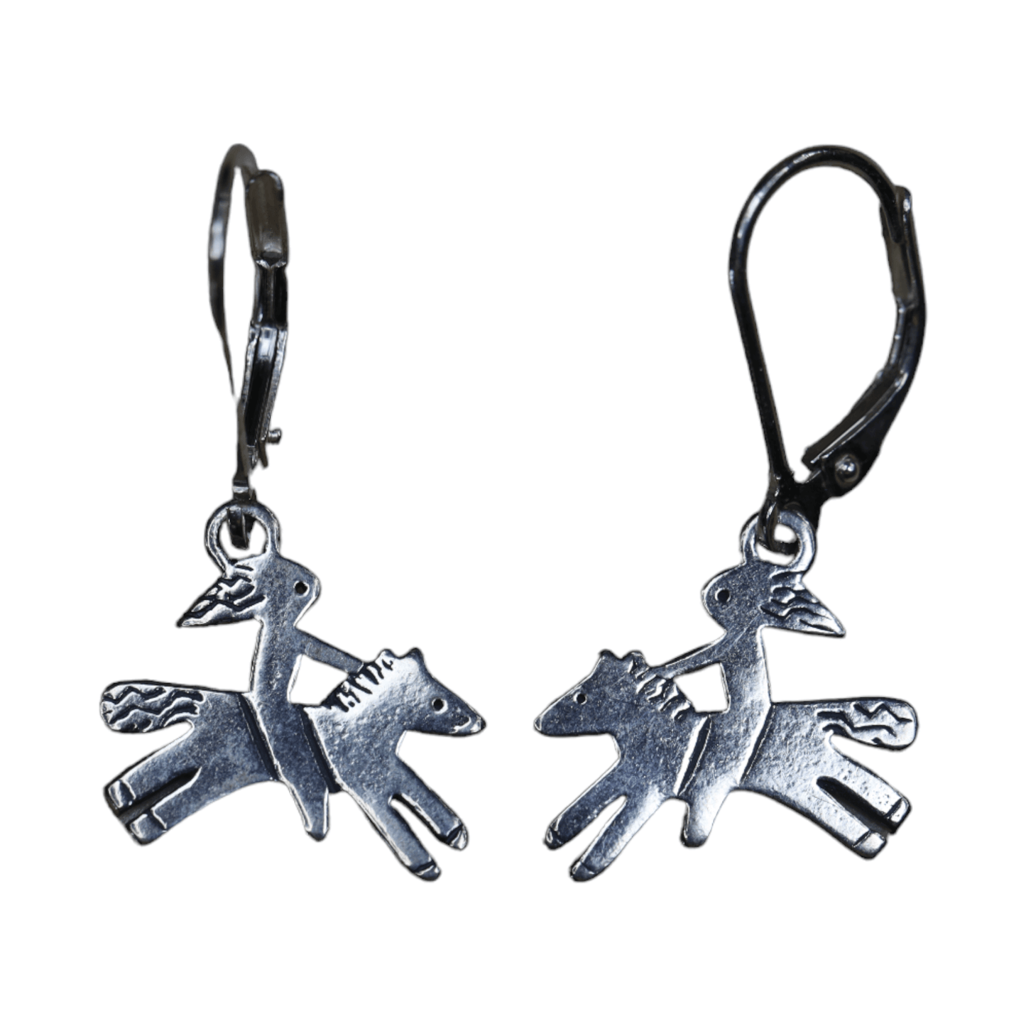 Bareback Rider Horse Earrings in Sterling Silver