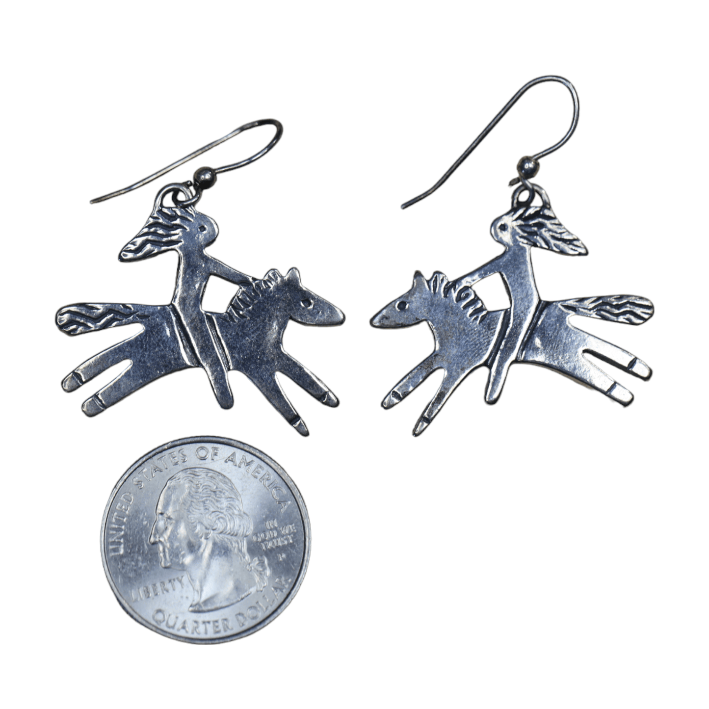 'Horse & Bareback Rider' Earrings in Sterling Silver