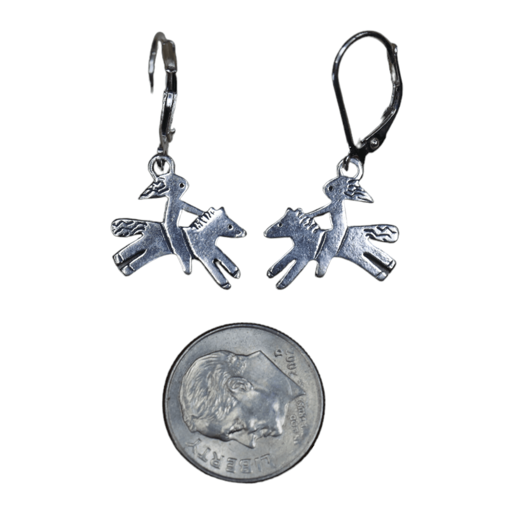 Bareback Rider Horse Earrings in Sterling Silver