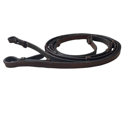 Plain English Reins with Hand Stops in Brown - 56"