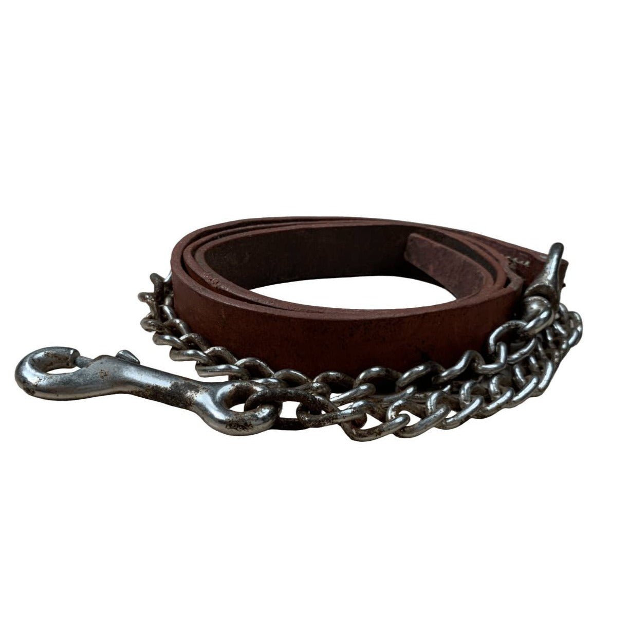 Leather Show Lead Rope with Stud Chain - 81"