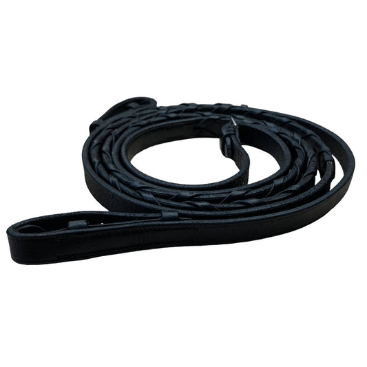 Leather Laced English Reins in Black - 53"