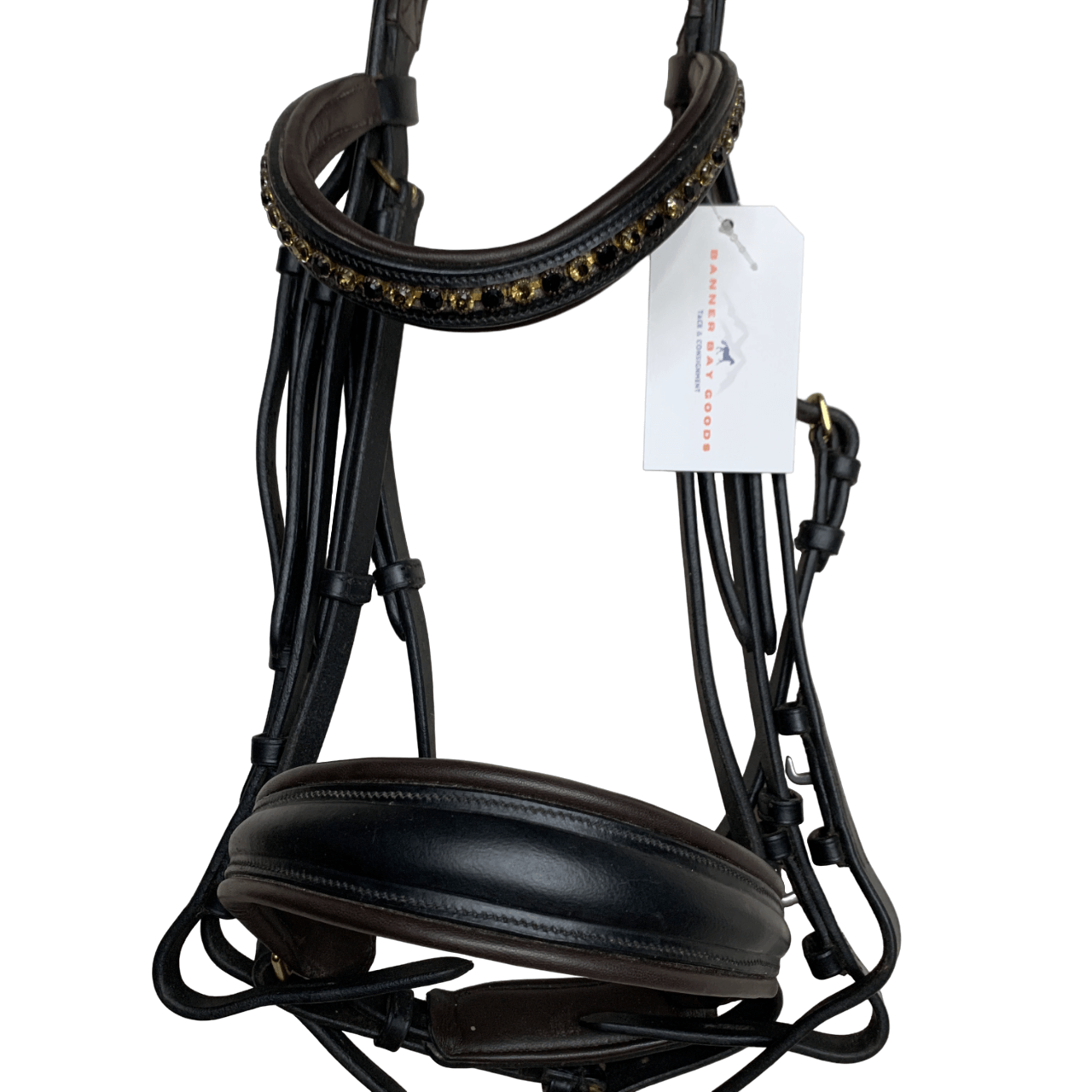 Eponia 'Great Gatsby' Dressage Bridle in Black on Brown - Full