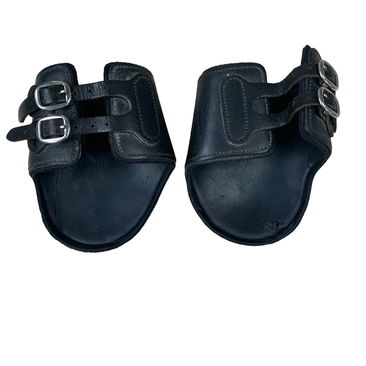 Hippos Swiss Made Leather Open Front Fetlock Boots in Black - Large